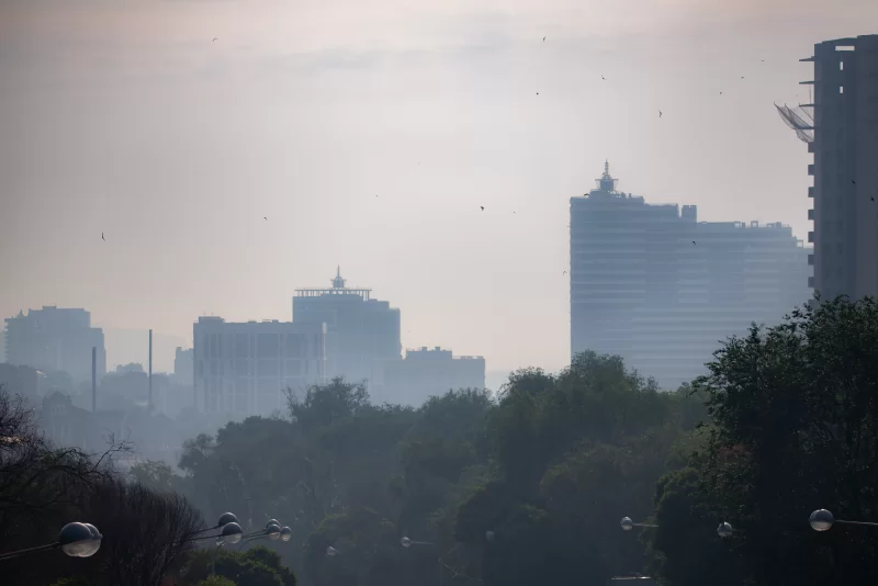 Вид на город в утреннем тумане