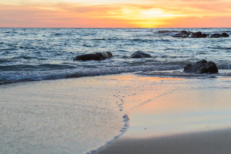 Sunset over the sea view