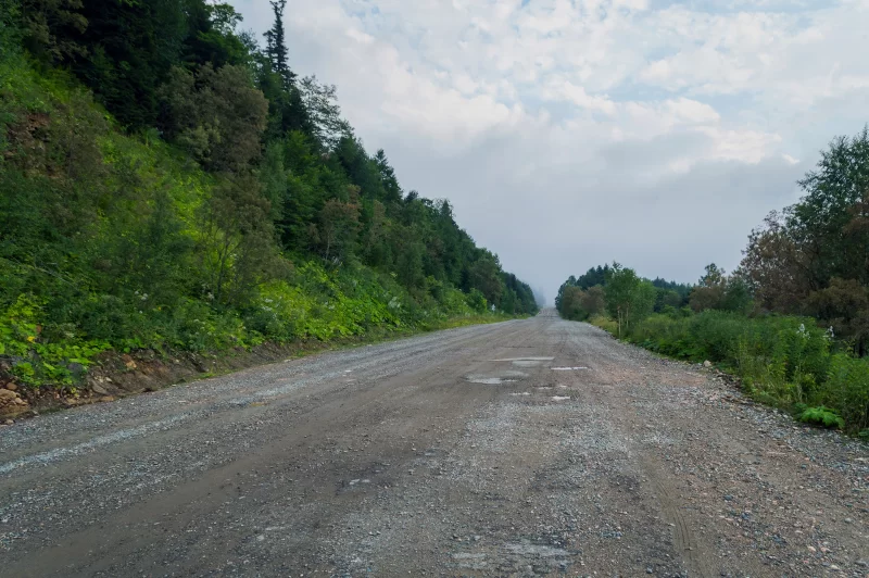 The road into the clouds, nasty weather