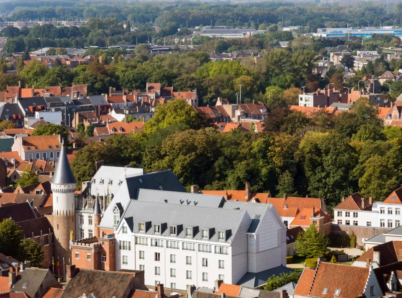 Вид с башни города Брюгге, Бельгия