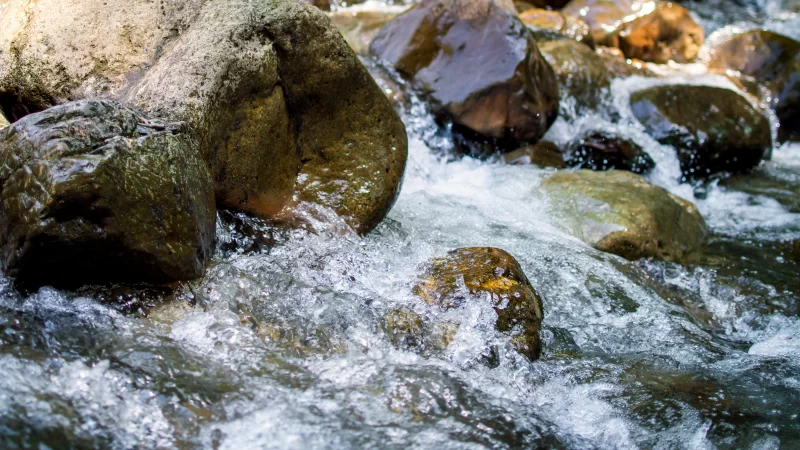 Горная река. Вода на камнях.