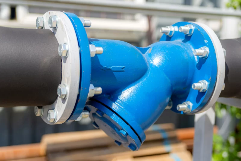 Промышленный Y-образный фильтр синего цвета