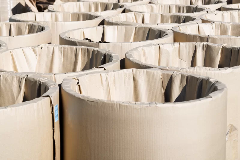 Cardboard rolls in storage