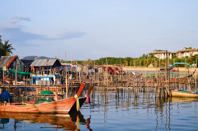 Small wooden bridges in local marina