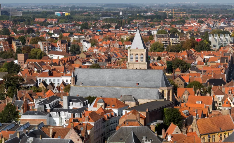 Вид с башни города Брюгге, Бельгия