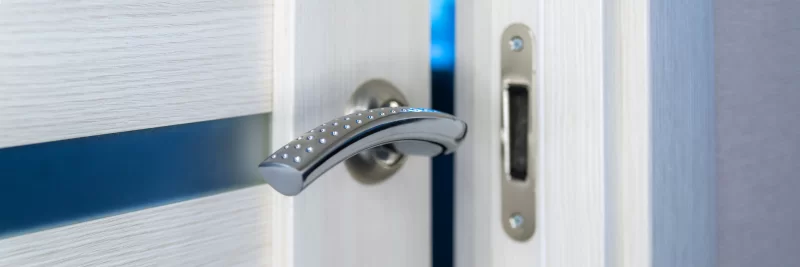 Closeup of metal modern doorhandle