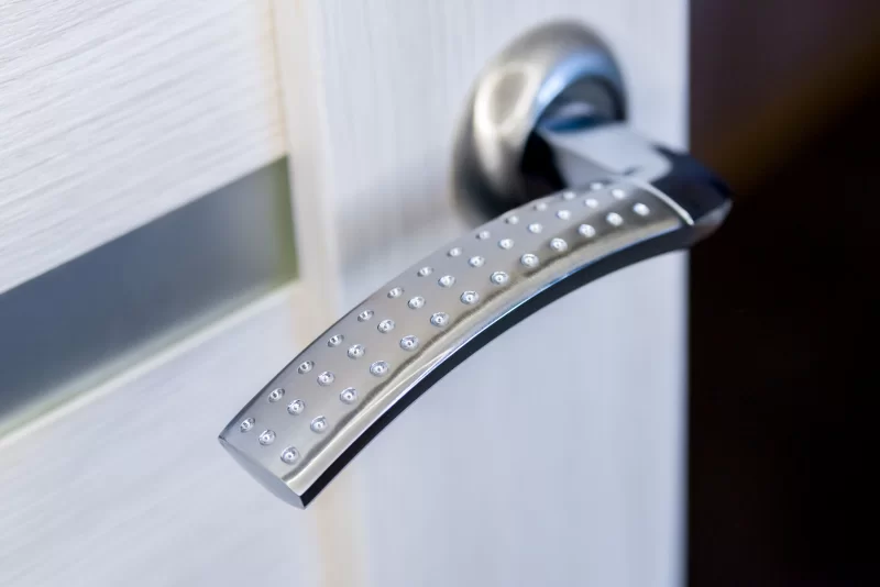 Closeup of metal modern doorhandle