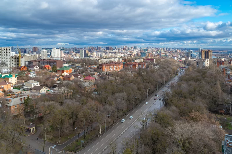 Aerial panorama of Rostov-on-Don city