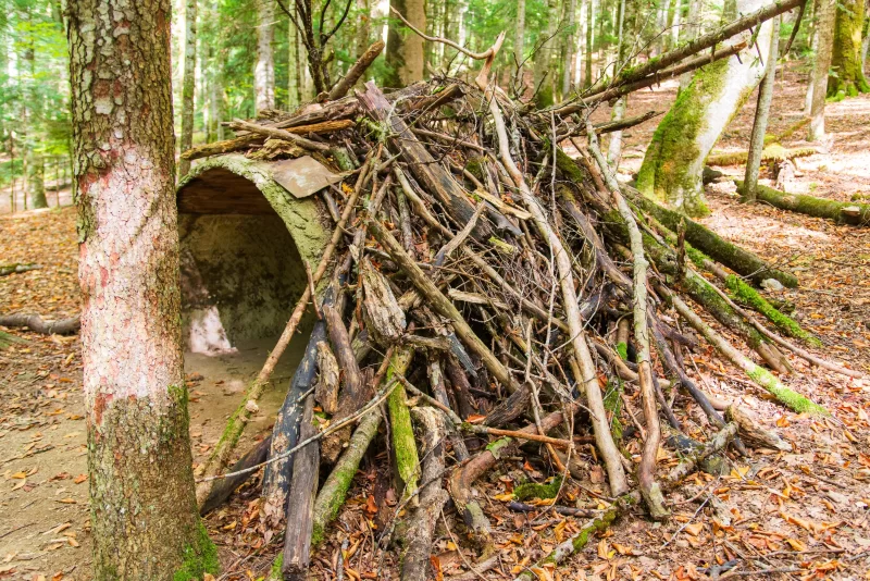 Самодельное убежище в адыгейском лесу