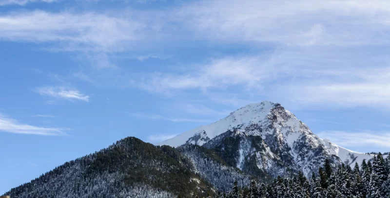 Winter mountains under a blue sky