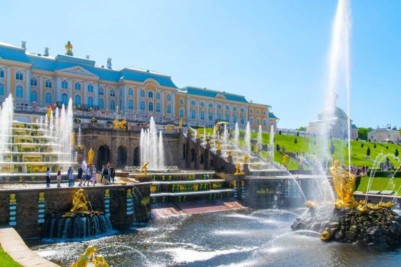 Grand Palace and the Grand cascade fountains in Petergof