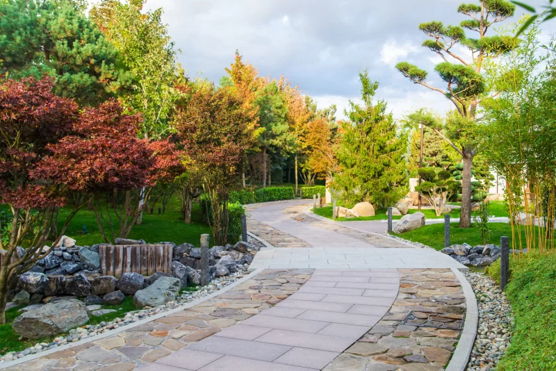Beautiful park path in Galitsky Park