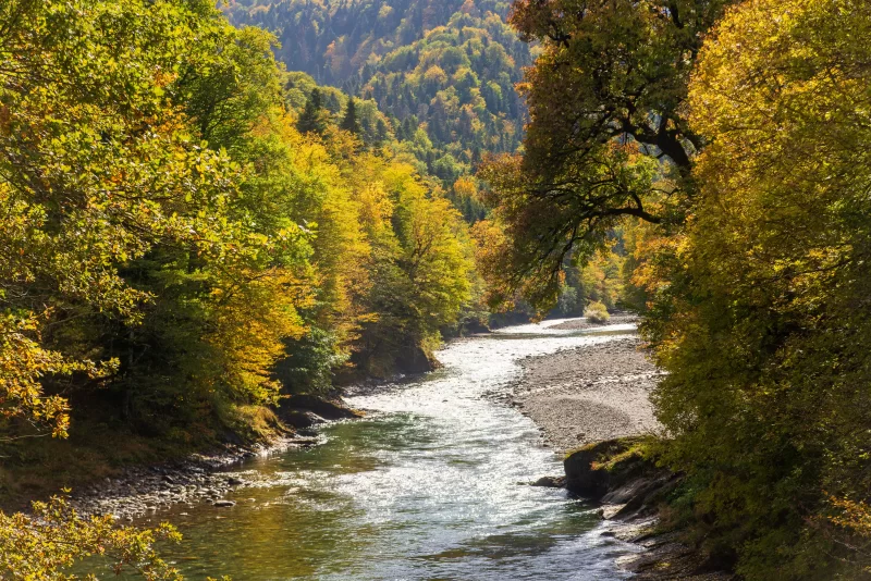Осенняя река в горах Адыгеи