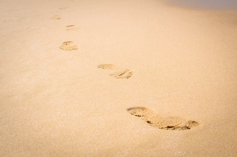 Следы на песчаном пляже