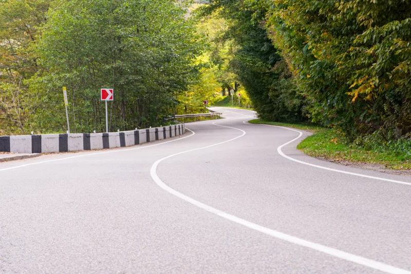 Извилистая дорога через зеленый лес в Адыгее