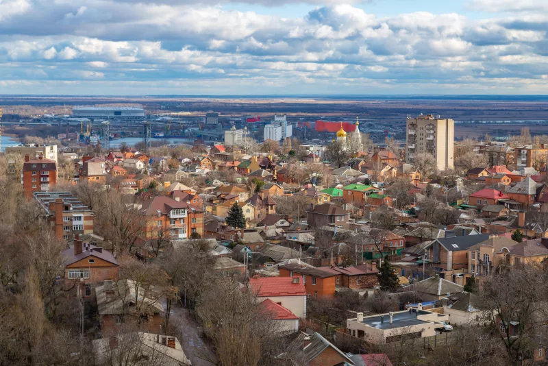 Aerial panorama of the city of Rostov-on-Don
