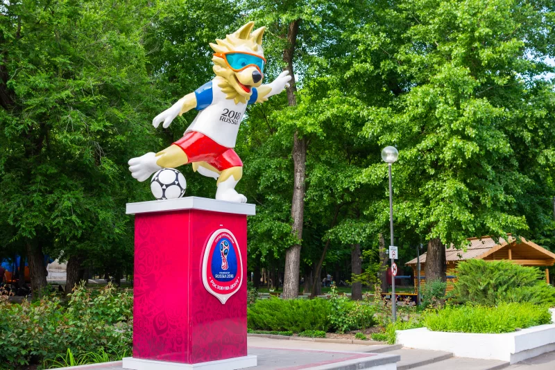 Zabivaka, mascot of the 2018 FIFA World Cup, in Rostov-on-Don