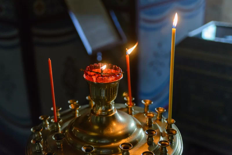 Church oil lamp in the orthodox church