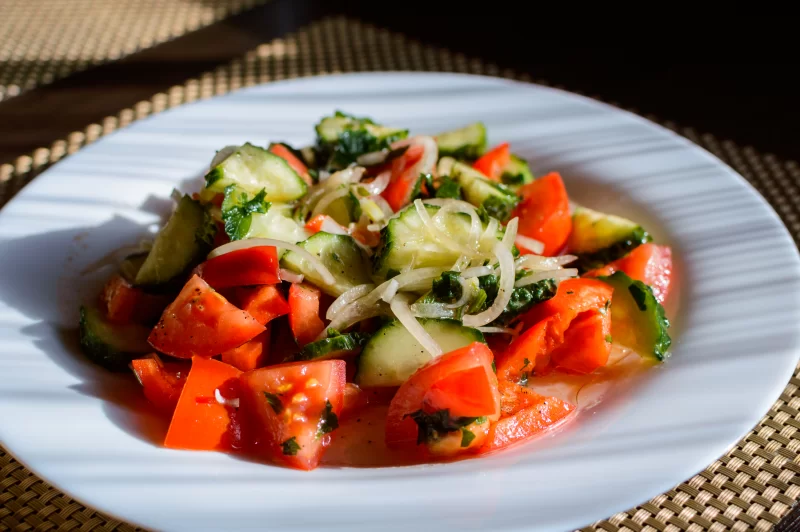 Fresh tomato and cucumber salad