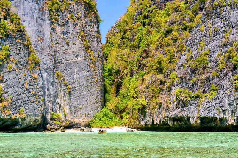Beautiful landscape of rocks mountain sand beach