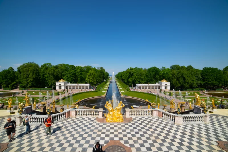 Grand cascade fountains in Petergof