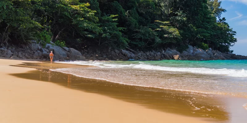 Blue sky and calm sea on Naithon Noi beach
