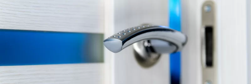 Closeup of metal modern doorhandle