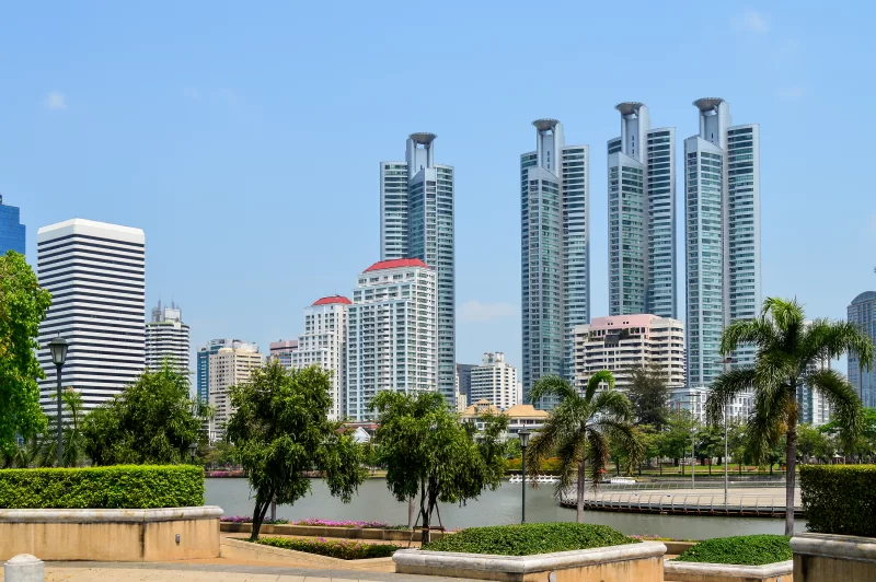 View cityscape Lumpini park