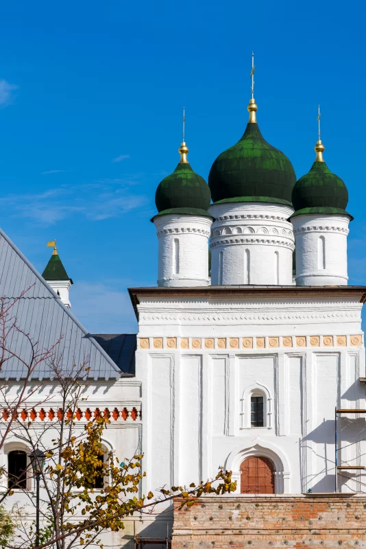 Ancient Russian Orthodox Churches. The green-painted domes