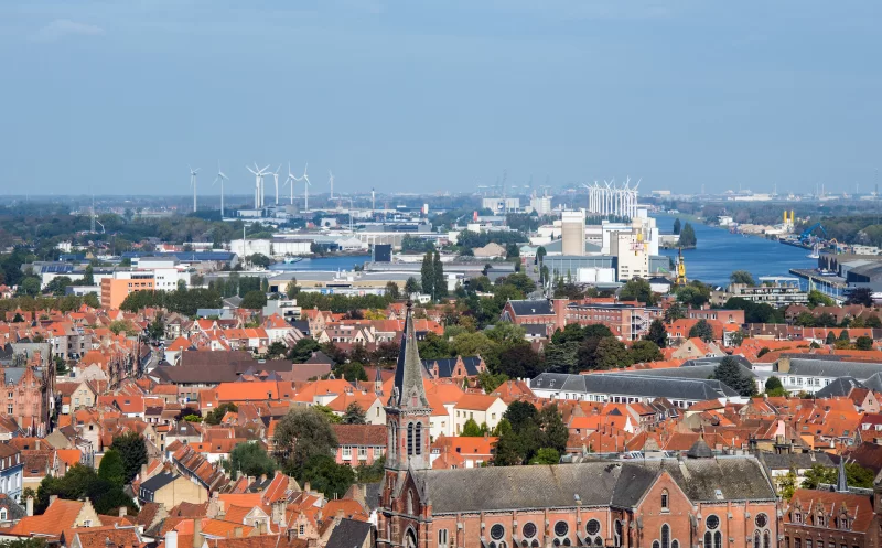 Вид с башни города Брюгге, Бельгия