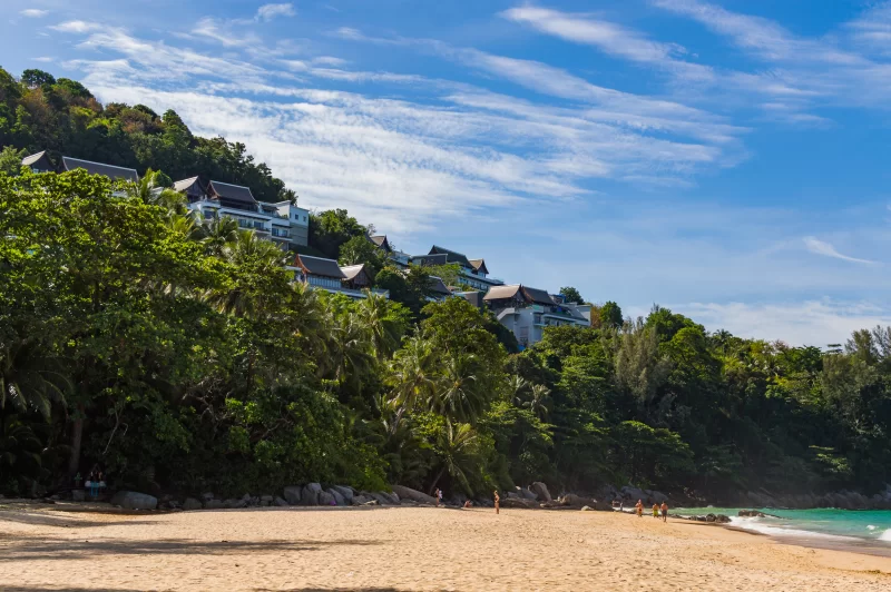Blue sky and calm sea on Naithon Noi beach