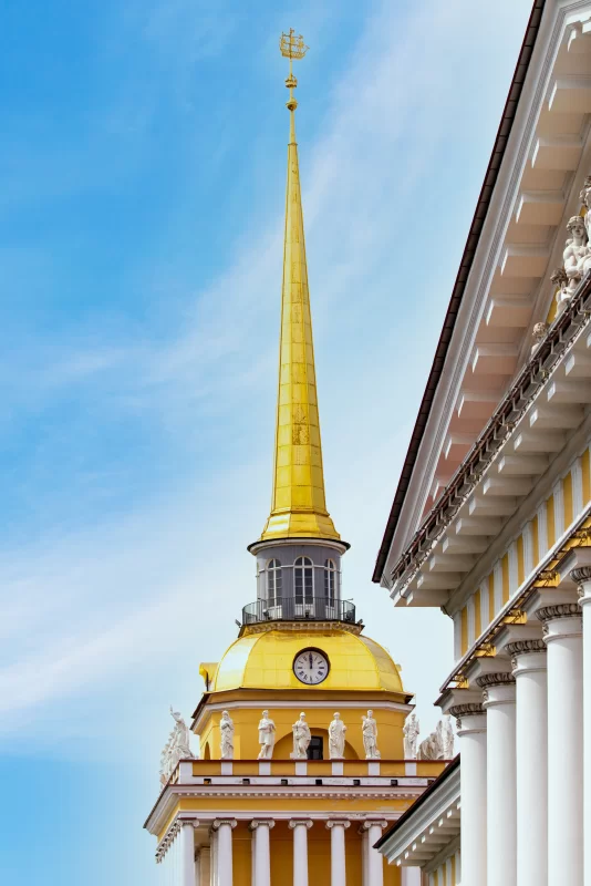 Golden spire of the Admiralty in St. Petersburg