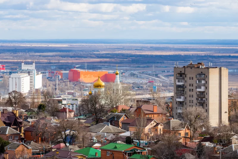 Panoramic aerial view of Rostov-on-Don, Russia